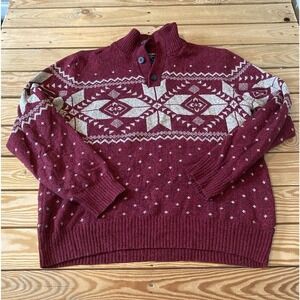 American Eagle Outfitters 1/4 Button Sweater Size Large Men’s Red